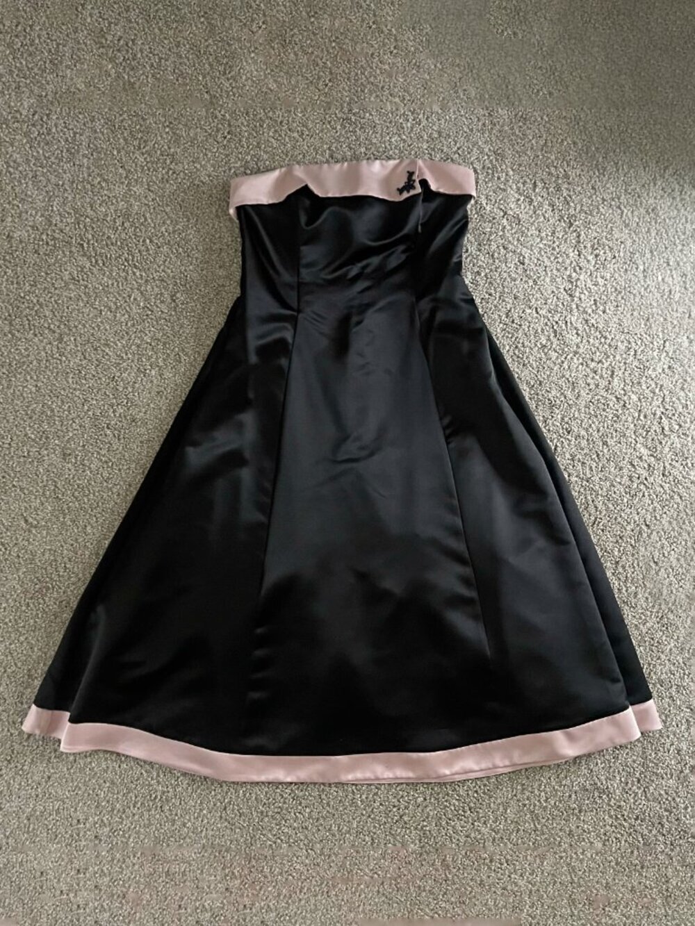90s Scott McClintock Rockabilly A-Line Midi Dress Black & Pink Retro Formal Sz L